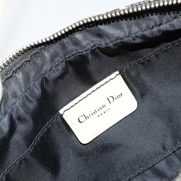 Christian Dior Trotter Canvas Accessory Pouch PVC Black Silver Auth ka4470A