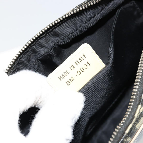Christian Dior Trotter Canvas Accessory Pouch PVC Black Silver Auth ka4470A
