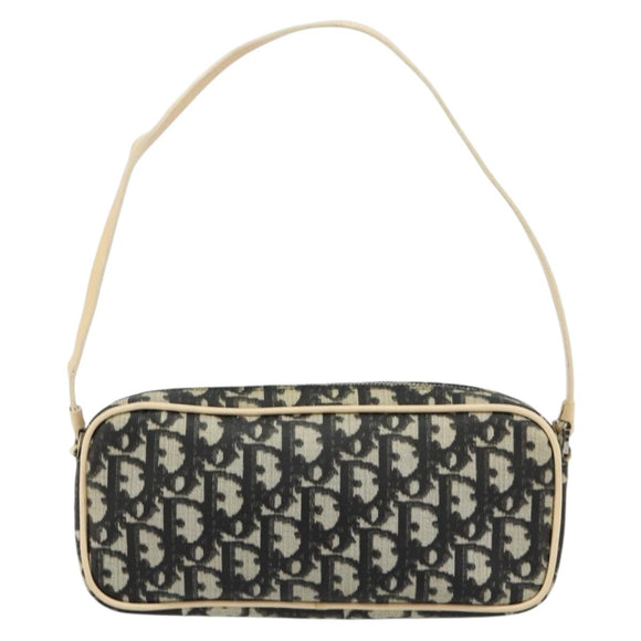 Christian Dior Trotter Canvas Accessory Pouch PVC Black Silver Auth ka4470A