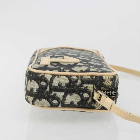 Christian Dior Trotter Canvas Accessory Pouch PVC Black Silver Auth ka4470A