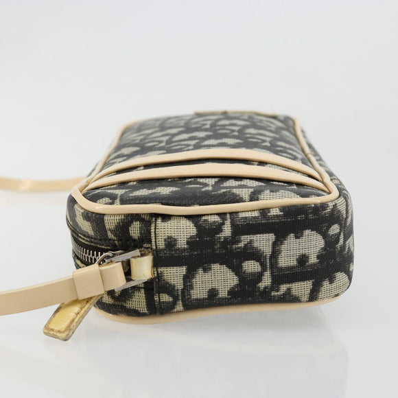 Christian Dior Trotter Canvas Accessory Pouch PVC Black Silver Auth ka4470A