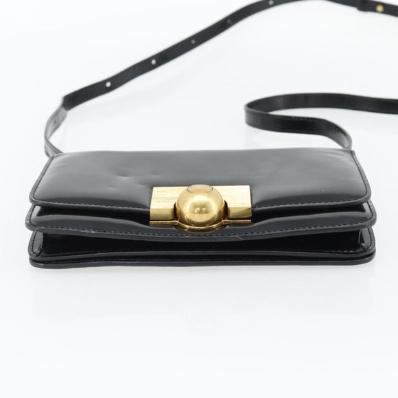 BOTTEGA VENETA Umhängetasche Leder Schwarz Gold Auth ka4471
