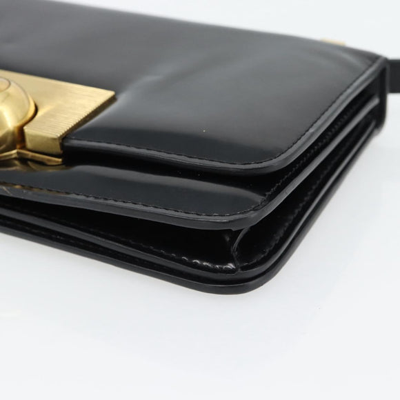 BOTTEGA VENETA Umhängetasche Leder Schwarz Gold Auth ka4471