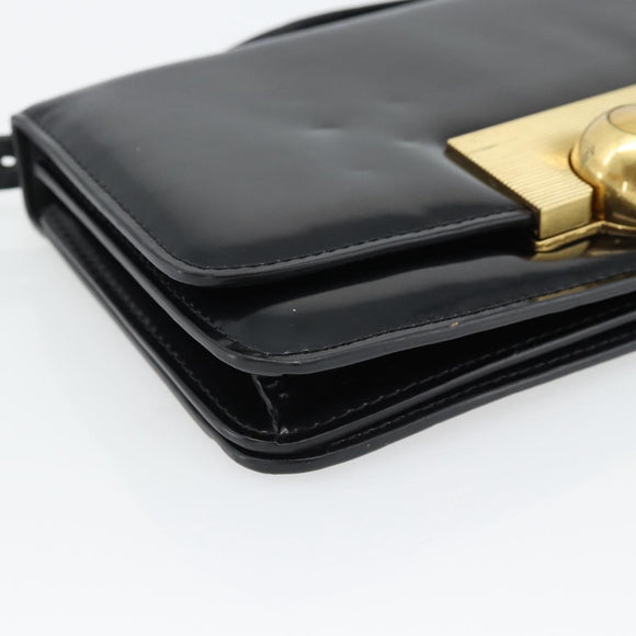 BOTTEGA VENETA Umhängetasche Leder Schwarz Gold Auth ka4471