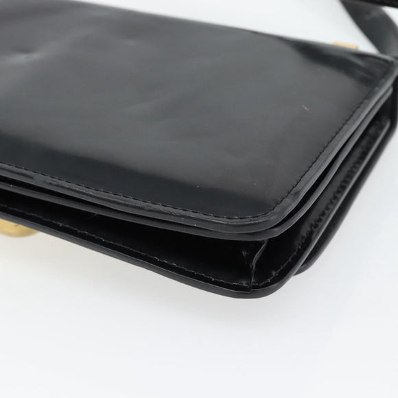 BOTTEGA VENETA Umhängetasche Leder Schwarz Gold Auth ka4471