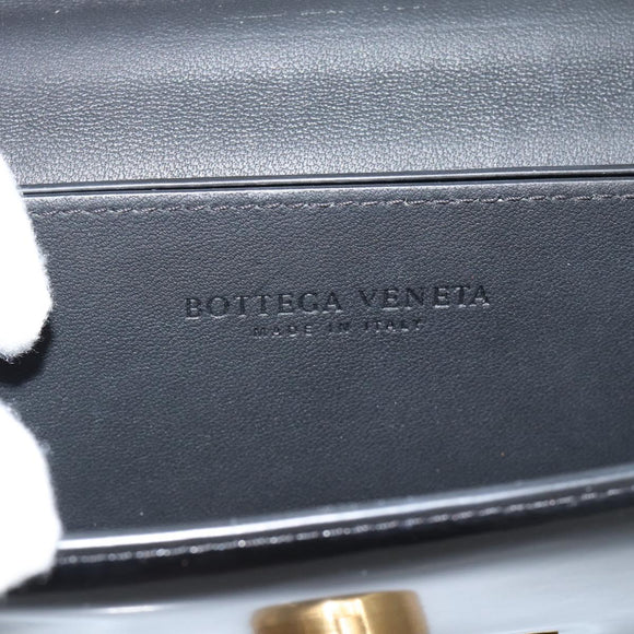 BOTTEGA VENETA Umhängetasche Leder Schwarz Gold Auth ka4471