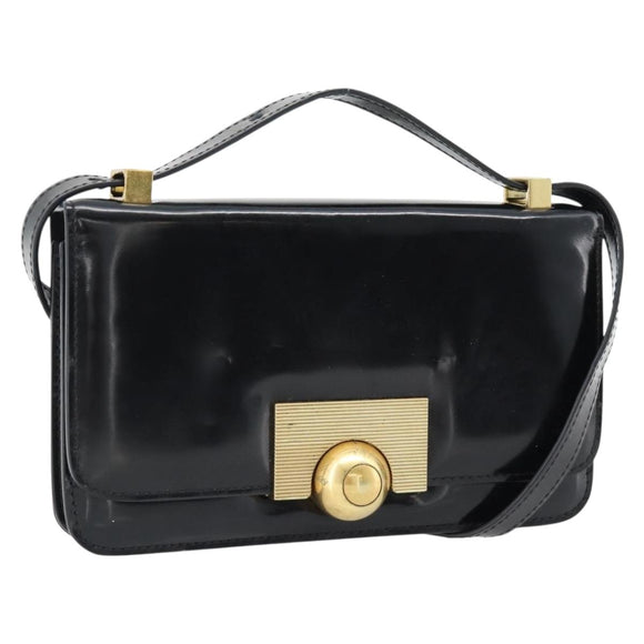 BOTTEGA VENETA Umhängetasche Leder Schwarz Gold Auth ka4471