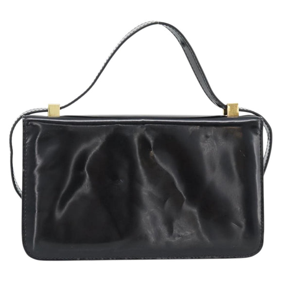 BOTTEGA VENETA Umhängetasche Leder Schwarz Gold Auth ka4471