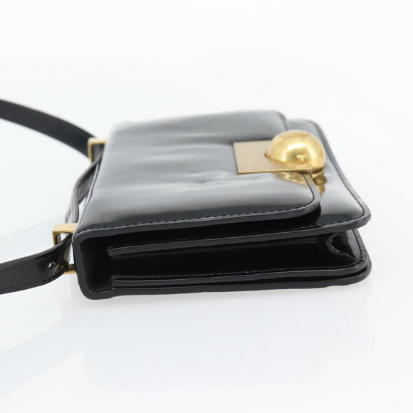 BOTTEGA VENETA Umhängetasche Leder Schwarz Gold Auth ka4471