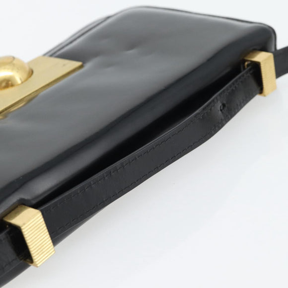 BOTTEGA VENETA Umhängetasche Leder Schwarz Gold Auth ka4471