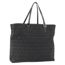 FENDI Zucchino Canvas Hand Bag Black Silver Auth ka4472-1