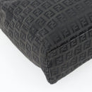 FENDI Zucchino Canvas Hand Bag Black Silver Auth ka4472-16