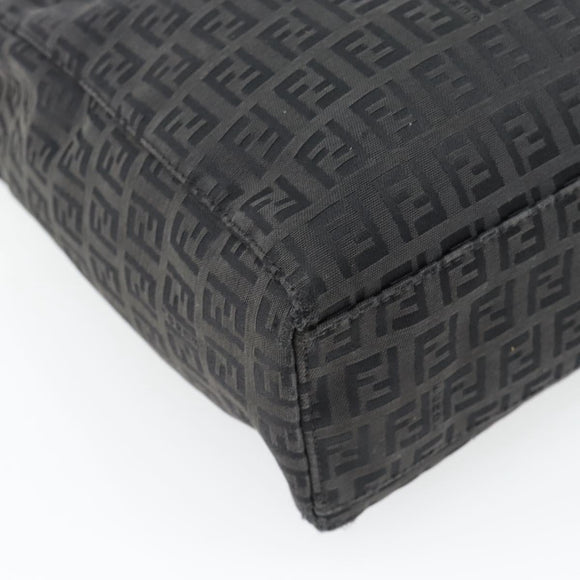 FENDI Zucchino Canvas Hand Bag Black Silver Auth ka4472
