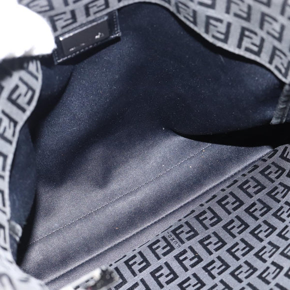 FENDI Zucchino Canvas Hand Bag Black Silver Auth ka4472