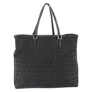 FENDI Zucchino Canvas Hand Bag Black Silver Auth ka4472-13