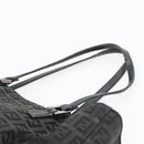FENDI Zucchino Canvas Hand Bag Black Silver Auth ka4472-8