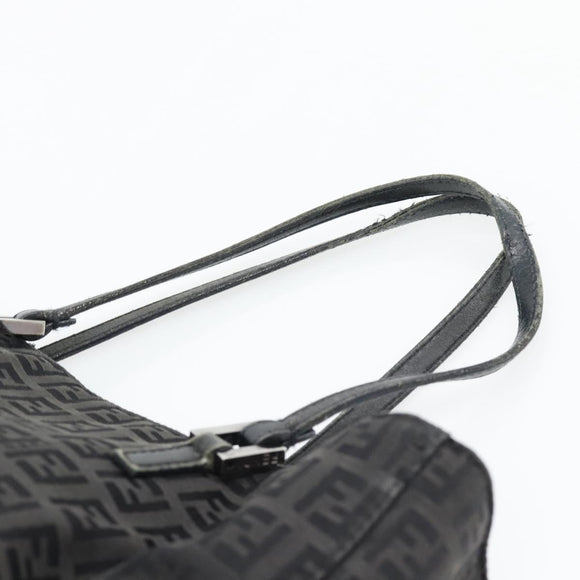 FENDI Zucchino Canvas Hand Bag Black Silver Auth ka4472
