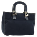 FENDI Hand Bag Canvas Navy Silver Auth ka4476A-1