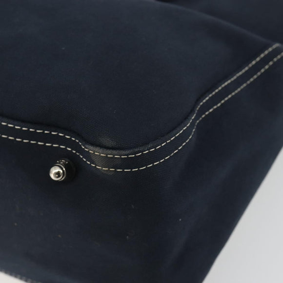 FENDI Hand Bag Canvas Navy Silver Auth ka4476A