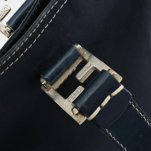 FENDI Hand Bag Canvas Navy Silver Auth ka4476A