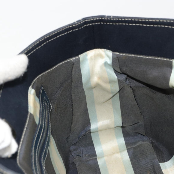 FENDI Hand Bag Canvas Navy Silver Auth ka4476A