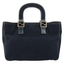 FENDI Hand Bag Canvas Navy Silver Auth ka4476A-13
