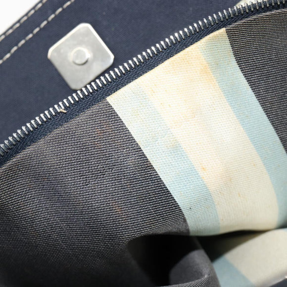 FENDI Hand Bag Canvas Navy Silver Auth ka4476A