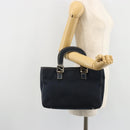 FENDI Hand Bag Canvas Navy Silver Auth ka4476A-23