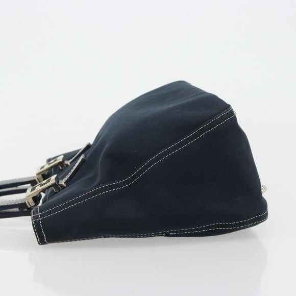 FENDI Hand Bag Canvas Navy Silver Auth ka4476A