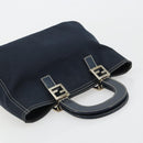 FENDI Hand Bag Canvas Navy Silver Auth ka4476A-6