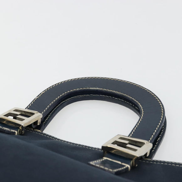 FENDI Hand Bag Canvas Navy Silver Auth ka4476A