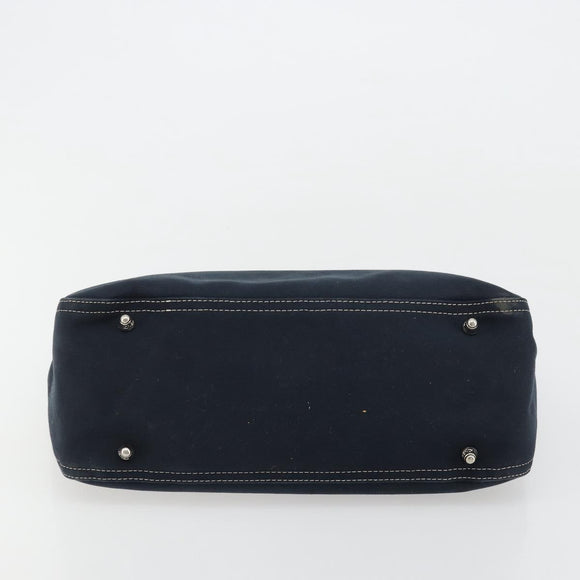 FENDI Hand Bag Canvas Navy Silver Auth ka4476A