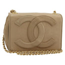 CHANEL Matelasse Chain Shoulder Bag Lamb Skin Beige Gold CC Auth ka4478V-1
