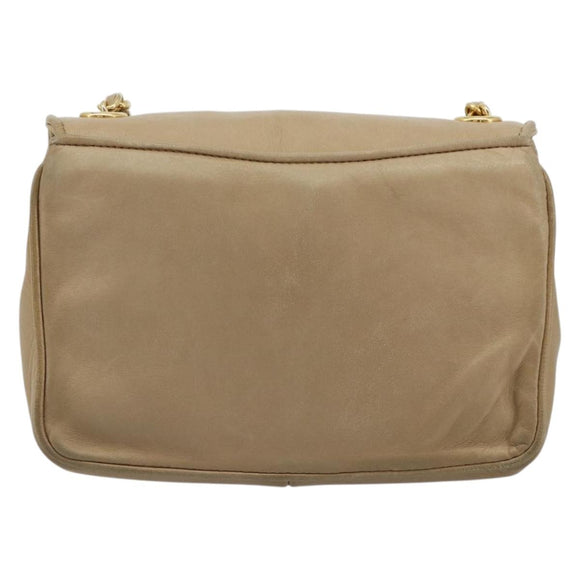 CHANEL Matelasse Chain Shoulder Bag Lamb Skin Beige Gold CC Auth ka4478V