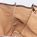 LOEWE Anagram Hand Bag Suede Leather Beige Gold Auth ka4480-17