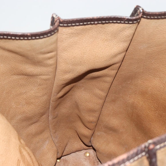 LOEWE Anagram Hand Bag Suede Leather Beige Gold Auth ka4480