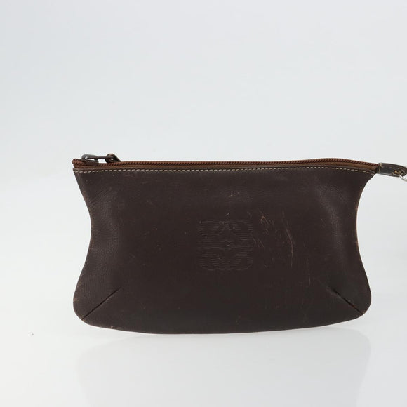 LOEWE Anagram Hand Bag Suede Leather Beige Gold Auth ka4480