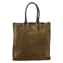 LOEWE Anagram Hand Bag Suede Leather Beige Gold Auth ka4480-2