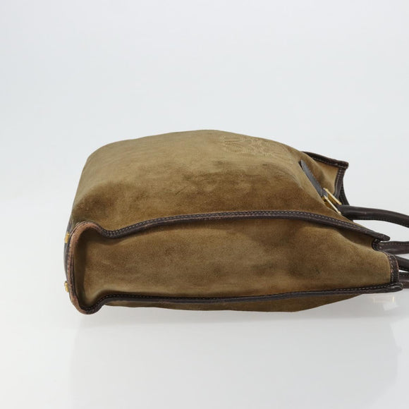 LOEWE Anagram Hand Bag Suede Leather Beige Gold Auth ka4480
