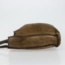 LOEWE Anagram Hand Bag Suede Leather Beige Gold Auth ka4480-4