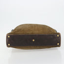 LOEWE Anagram Hand Bag Suede Leather Beige Gold Auth ka4480-5