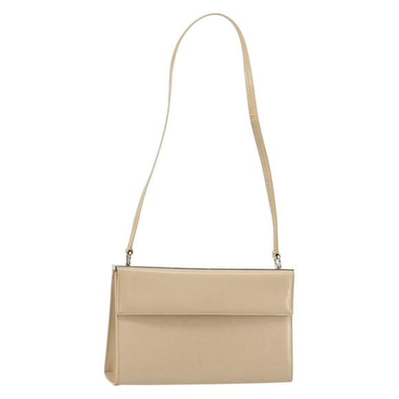 Salvatore Ferragamo Shoulder Bag Leather Silver Beige Auth ka4481