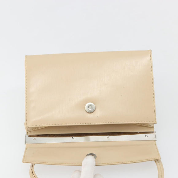 Salvatore Ferragamo Shoulder Bag Leather Silver Beige Auth ka4481