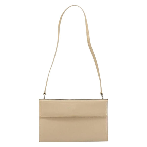 Salvatore Ferragamo Shoulder Bag Leather Silver Beige Auth ka4481