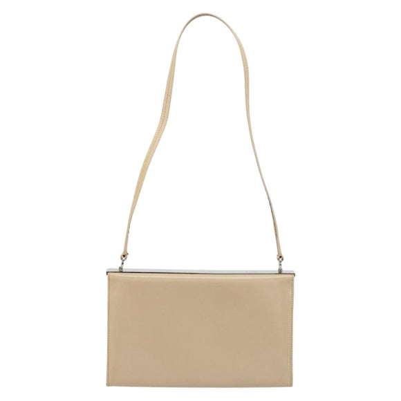 Salvatore Ferragamo Shoulder Bag Leather Silver Beige Auth ka4481