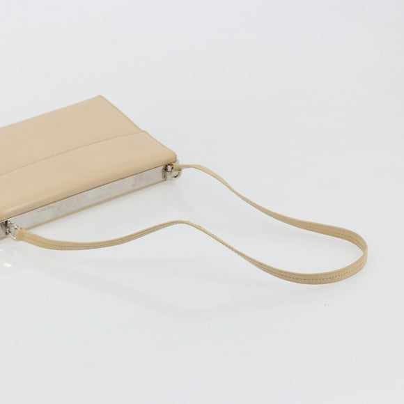 Salvatore Ferragamo Shoulder Bag Leather Silver Beige Auth ka4481