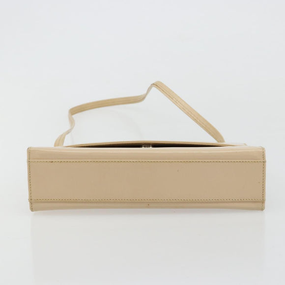 Salvatore Ferragamo Shoulder Bag Leather Silver Beige Auth ka4481