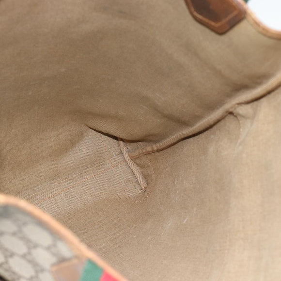 GUCCI GG Supreme Web Sherry Line Bag PVC Beige Gold 002 104 0054 Auth ka4482A
