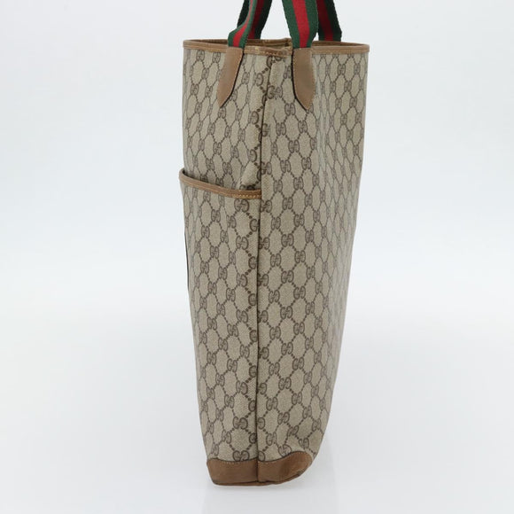 GUCCI GG Supreme Web Sherry Line Bag PVC Beige Gold 002 104 0054 Auth ka4482A