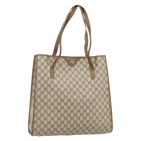 GUCCI GG Supreme Tote Bag PVC Beige Goud 92 02 998 Auth ka4483